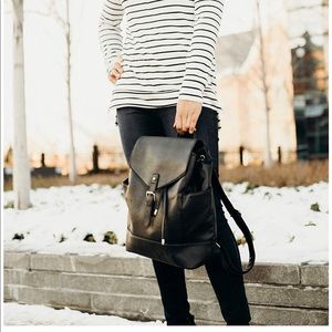 Faux Leather Back Large Backpack
